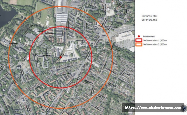 Bremen'de ikinci dünya savaşından kalma bomba bulundu
